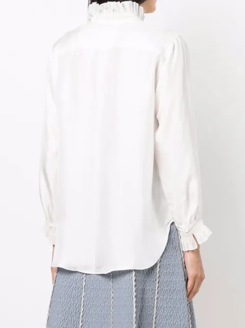 SANDRO Haby ruffle-detail Silk Blouse 