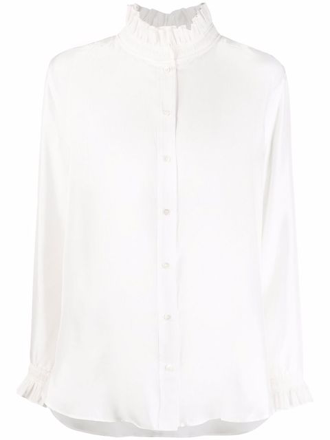 SANDRO Haby ruffle-detail silk blouse 