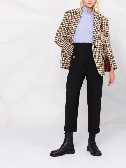 SANDRO blue ruffle-detail long-sleeve shirt for women | SFPCM00484 ...