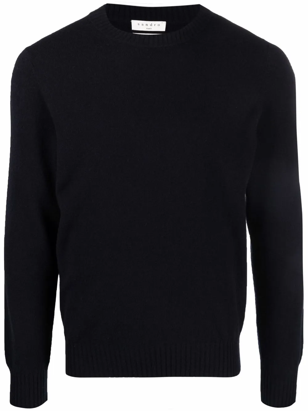 Sandro Round Neck Ribbed Jumper In Blue