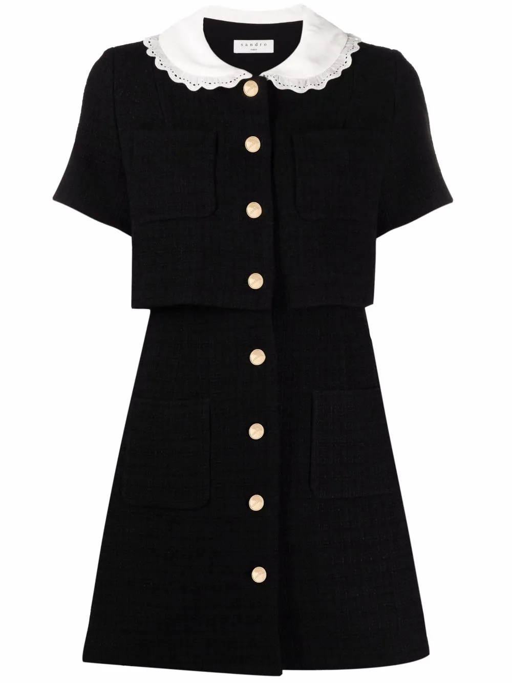 Image 1 of SANDRO contrast-collar short dress