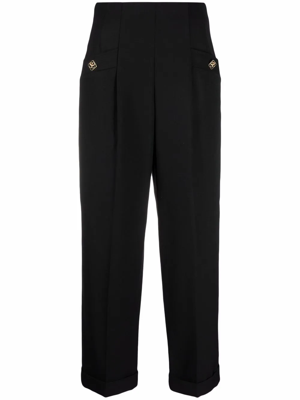 high-waisted cropped trousers