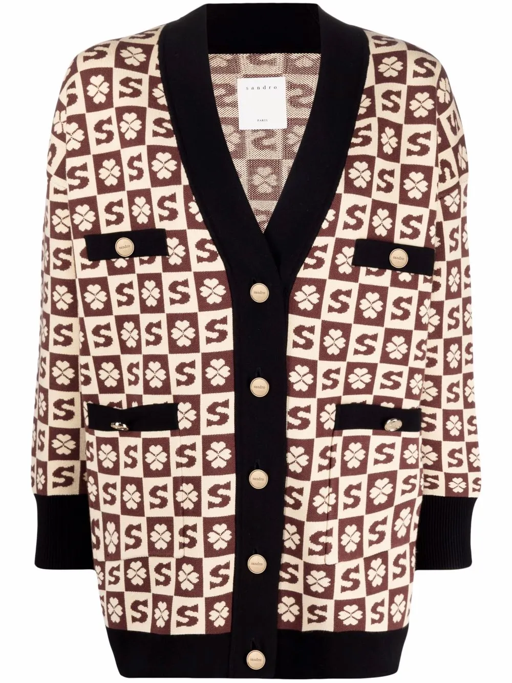 sandro check cardigan