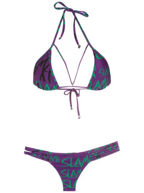 Amir Slama Bikini mit Graffiti-Print