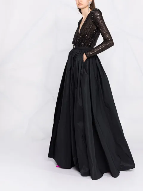 Shop Elisabetta Franchi sequin-embellished belted gown with Express  Delivery - FARFETCH