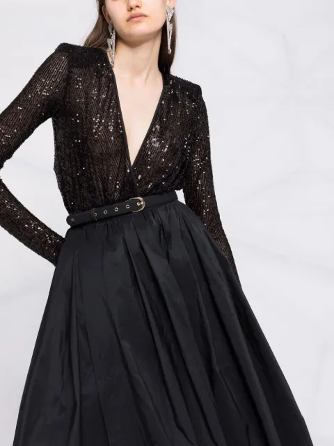Shop Elisabetta Franchi sequin-embellished belted gown with Express  Delivery - FARFETCH