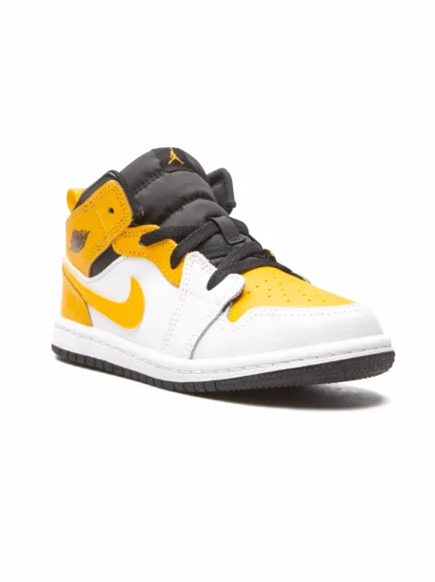Jordan Kids Jordan 1 Mid "White/University Gold" sneakers