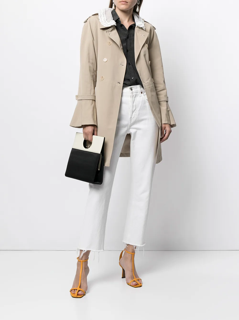 TWINSET Trenchcoat met kanten kraag - Bruin
