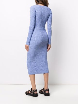 mélange ribbed-knit fitted dress展示图