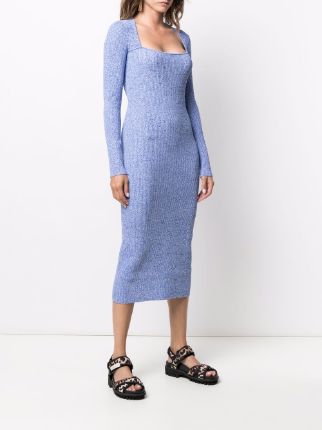 mélange ribbed-knit fitted dress展示图