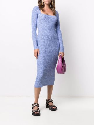 mélange ribbed-knit fitted dress展示图