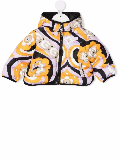 Emilio Pucci Junior معطف مبطن بطبعة جرافيك