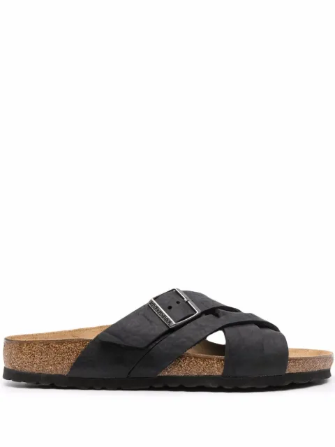 lugano oiled leather slide sandals