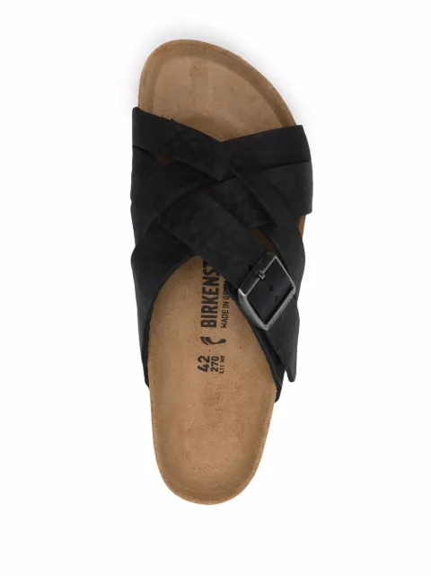 lugano oiled leather slide sandals