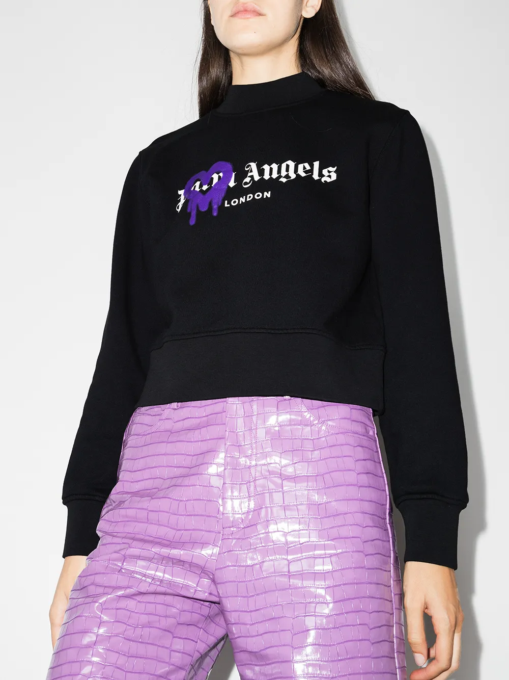 Image 2 of Palm Angels spray heart crew neck sweatshirt