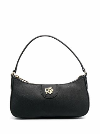 Dkny Texture Leather Logo-plaque Bag In Black