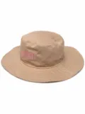 GANNI logo embroidered organic cotton sun hat - Brown