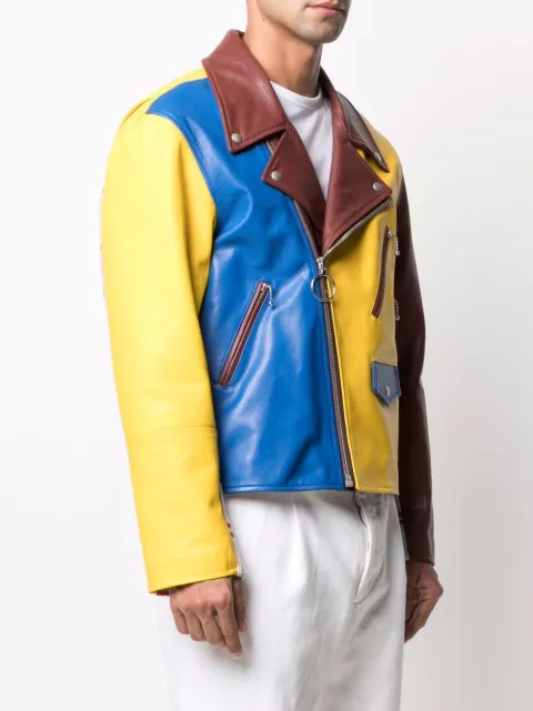 colour block leather jacket