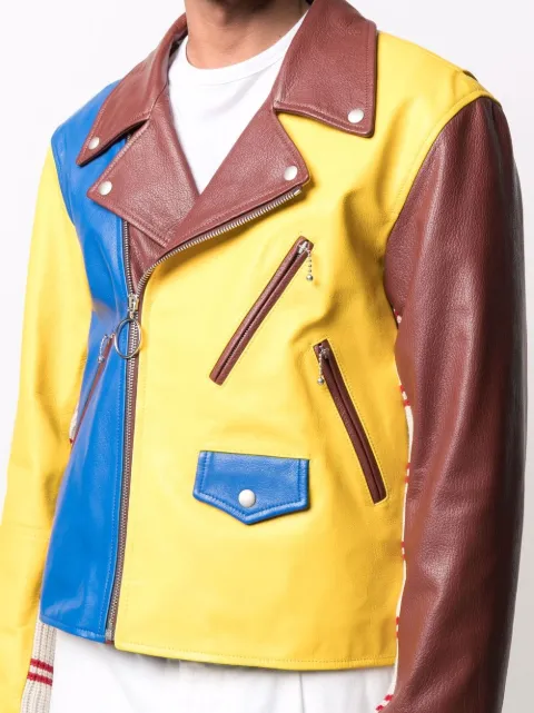 color block leather jacket