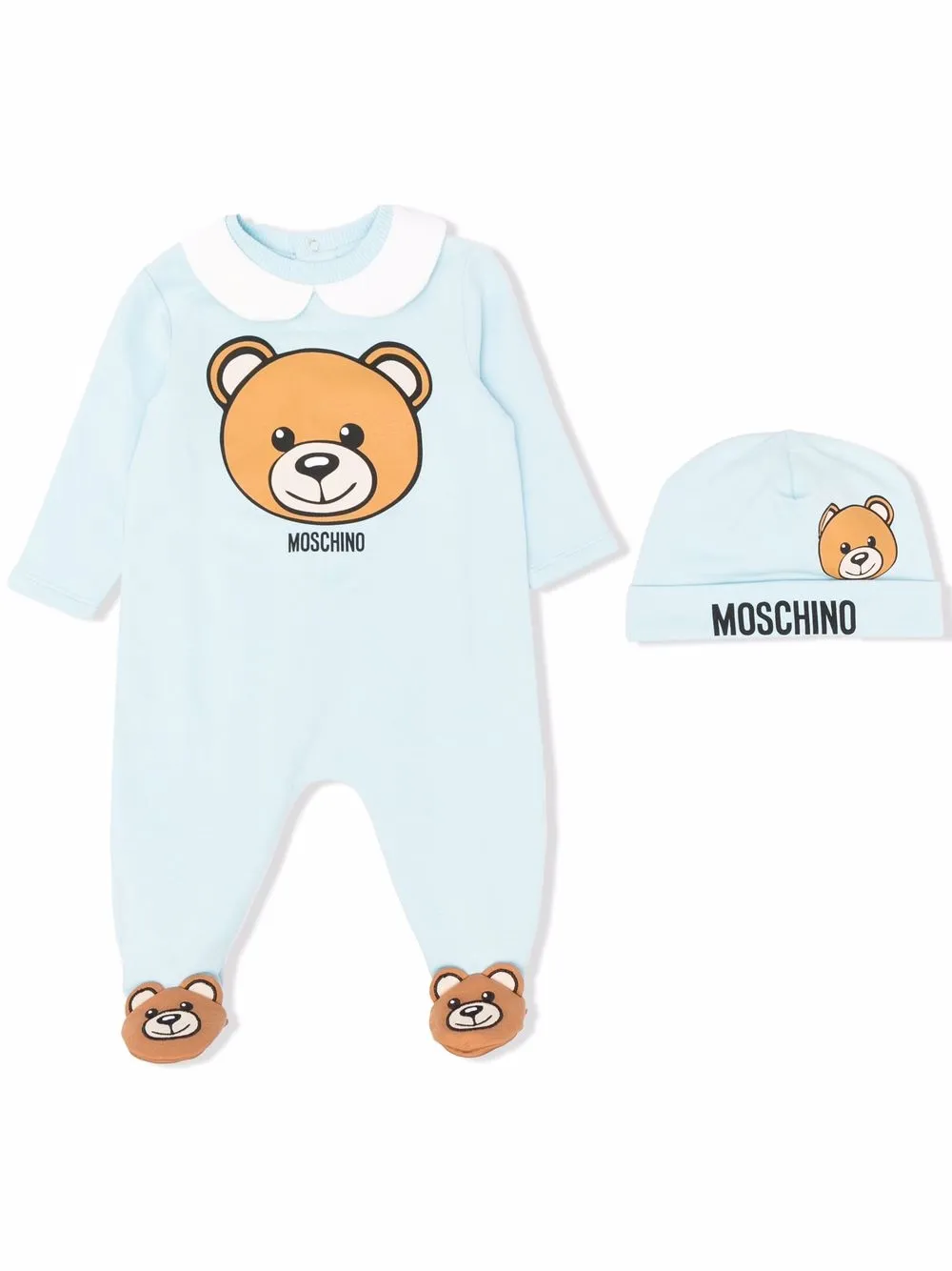 фото Moschino kids комплект из пижамы и шапки с принтом teddy bear