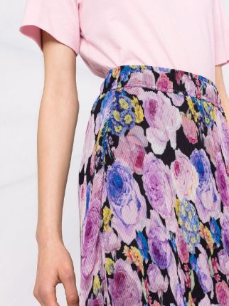 floral-print pleated midi skirt展示图