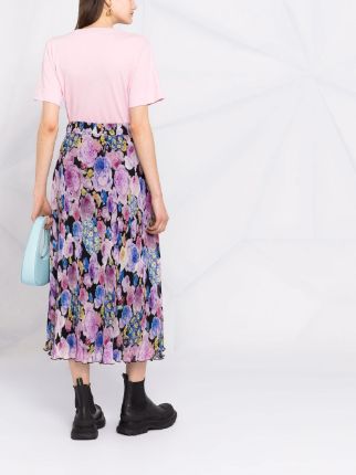 floral-print pleated midi skirt展示图