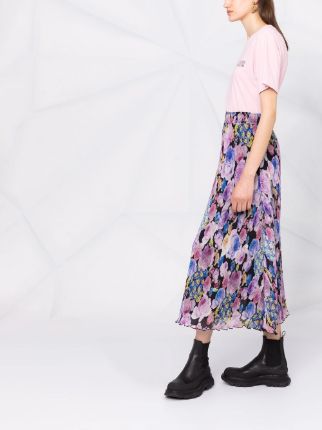 floral-print pleated midi skirt展示图