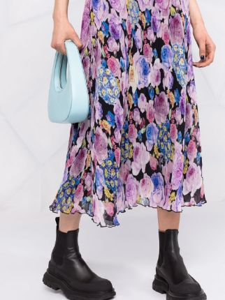 floral-print pleated midi skirt展示图