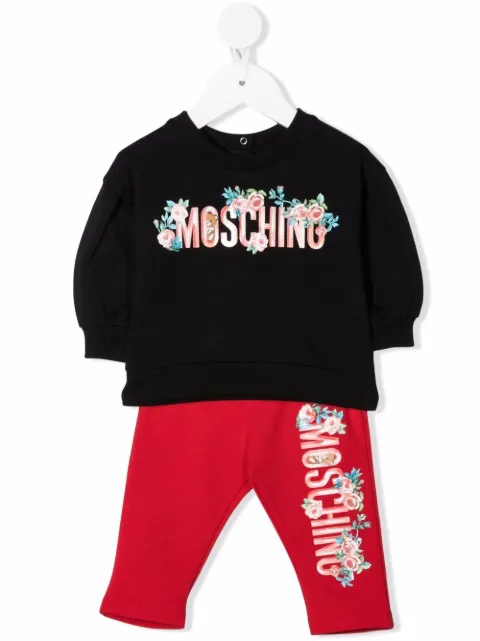 Moschino Kids طقم بنطال بشعار وطبعة زهور