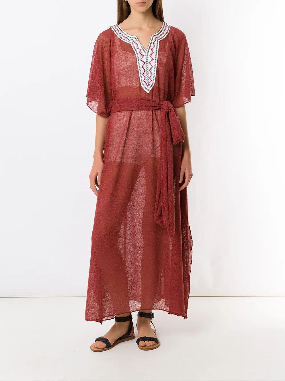  Olympiah Embroidered Beach Dress - Brown 
