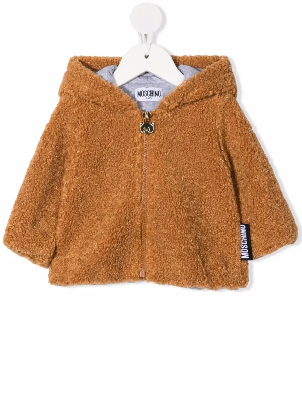 Moschino Kids teddy zip front hoodie 