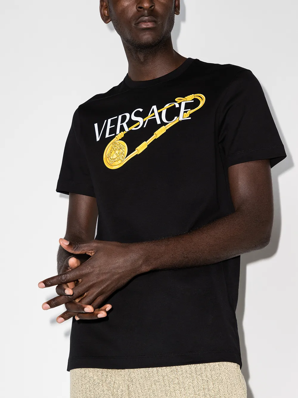 Image 2 of Versace Safety Pin logo-print T-shirt