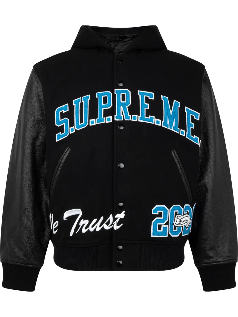 Supreme King Hooded Varsity Jacket   Farfetch