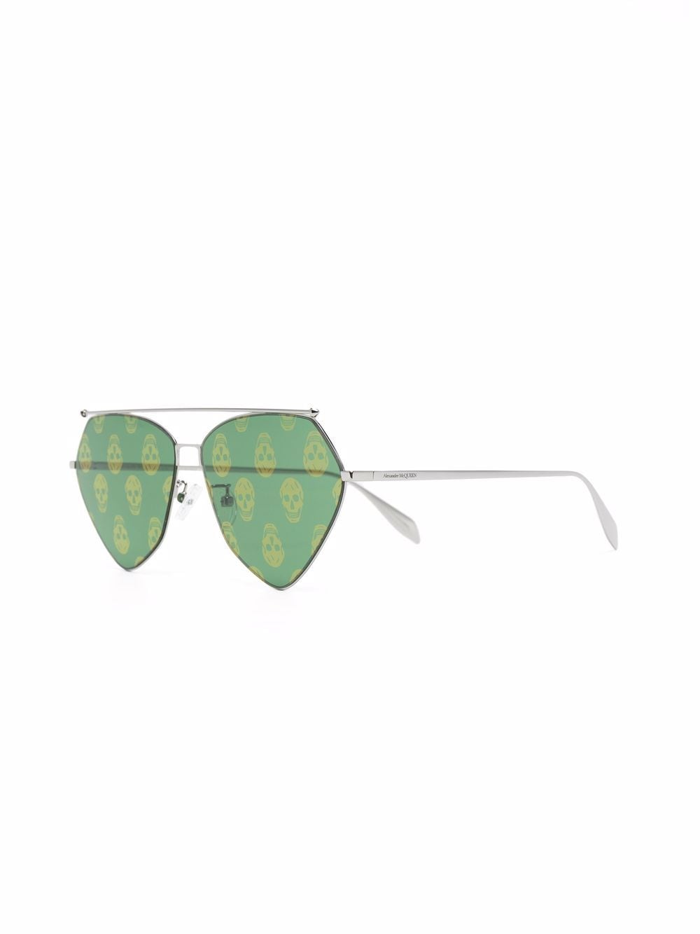 Shop Alexander Mcqueen Geometric-frame Skull-tinted Sunglasses In Silver