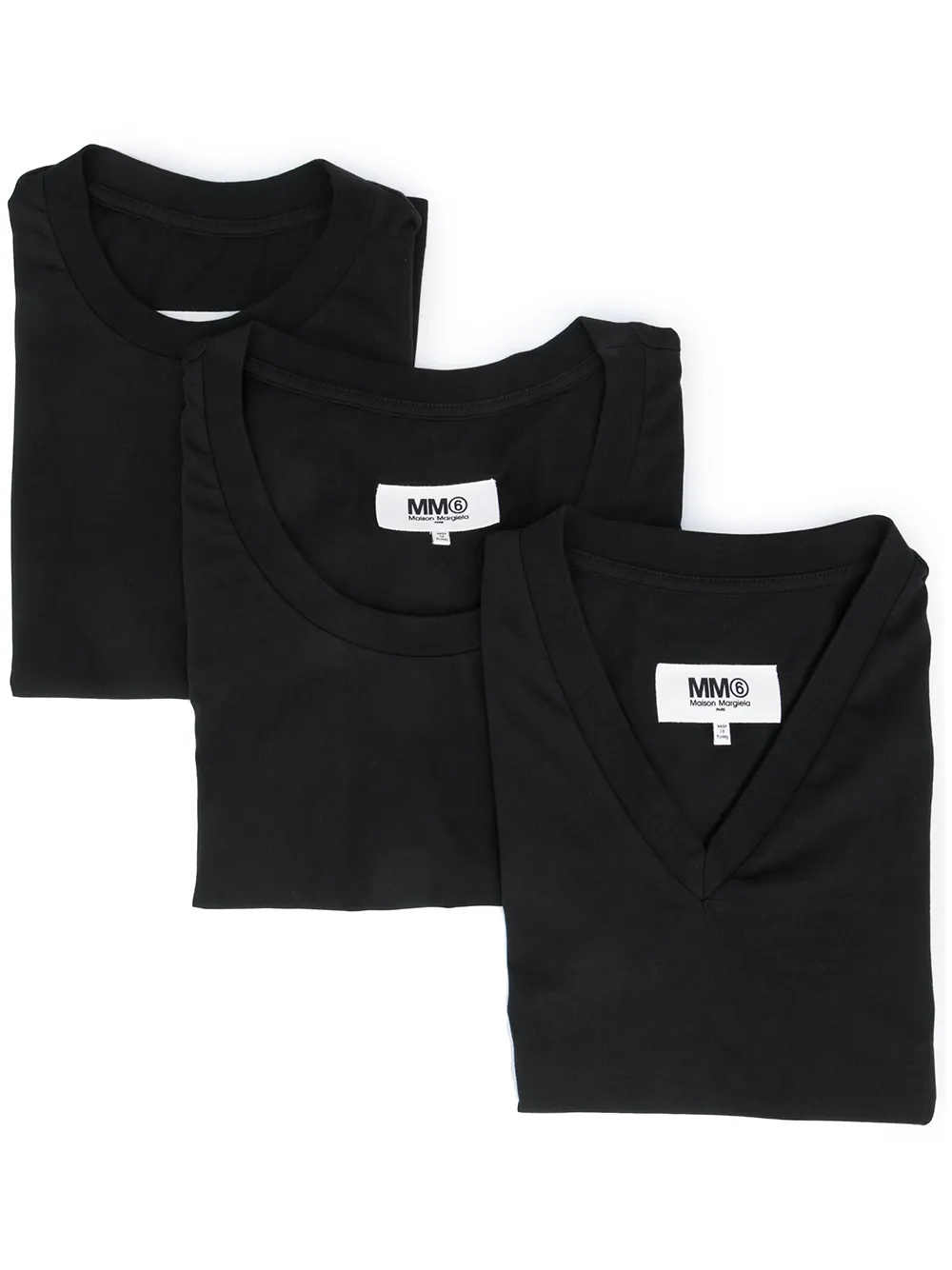 

MM6 Maison Margiela pack de tres playeras con logo - Negro