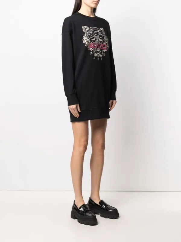 Shop Kenzo Tiger-print jumper dress 