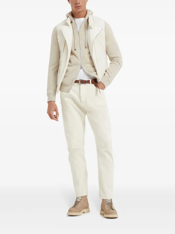 Gray Logo-Embroidered Ribbed Cotton Zip-Up Hoodie | BRUNELLO