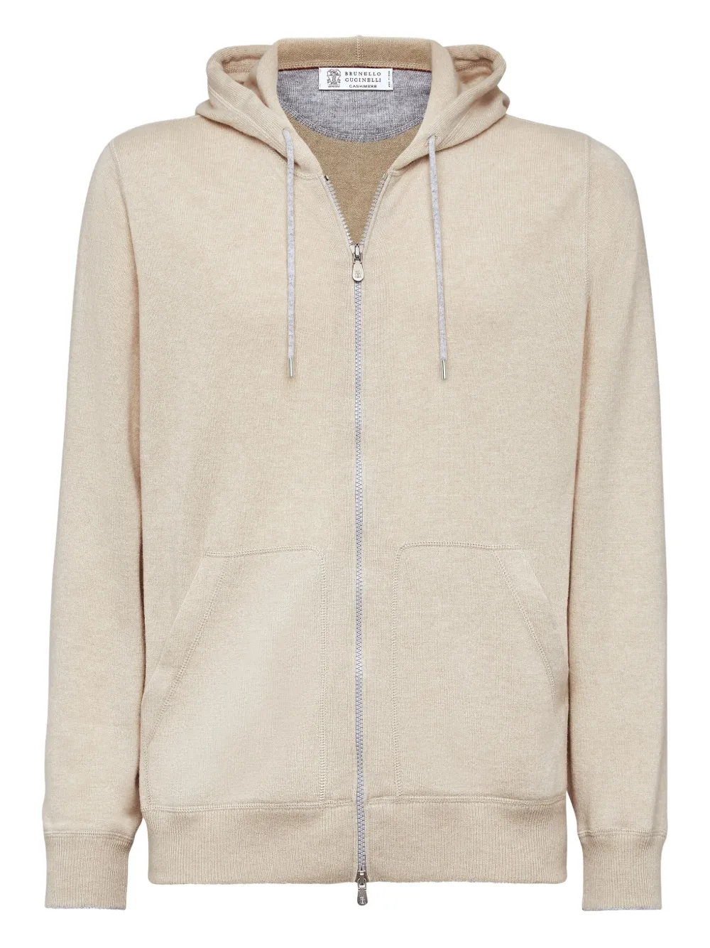 Brunello Cucinelli zip-up cashmere hoodie | Neutrals | Image 1