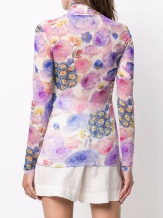 semi-sheer floral-print top展示图