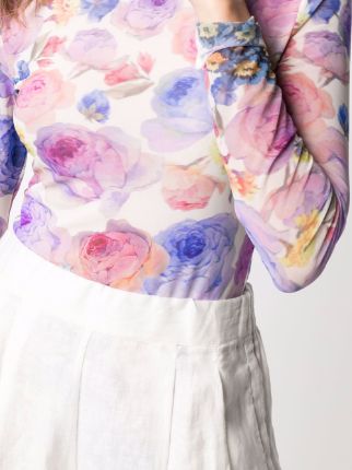 semi-sheer floral-print top展示图