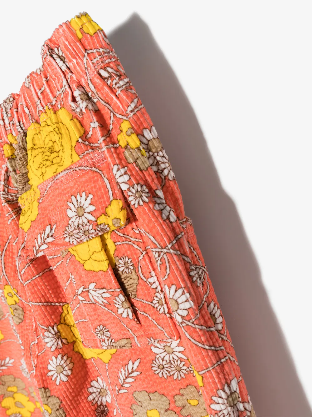 Floral-Print Corduroy Trousers