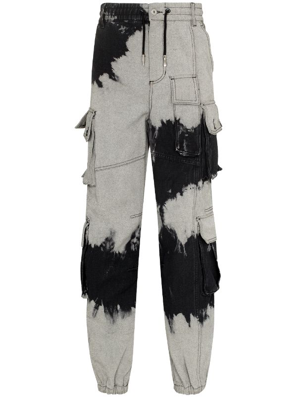 black and white tie dye cargo pants