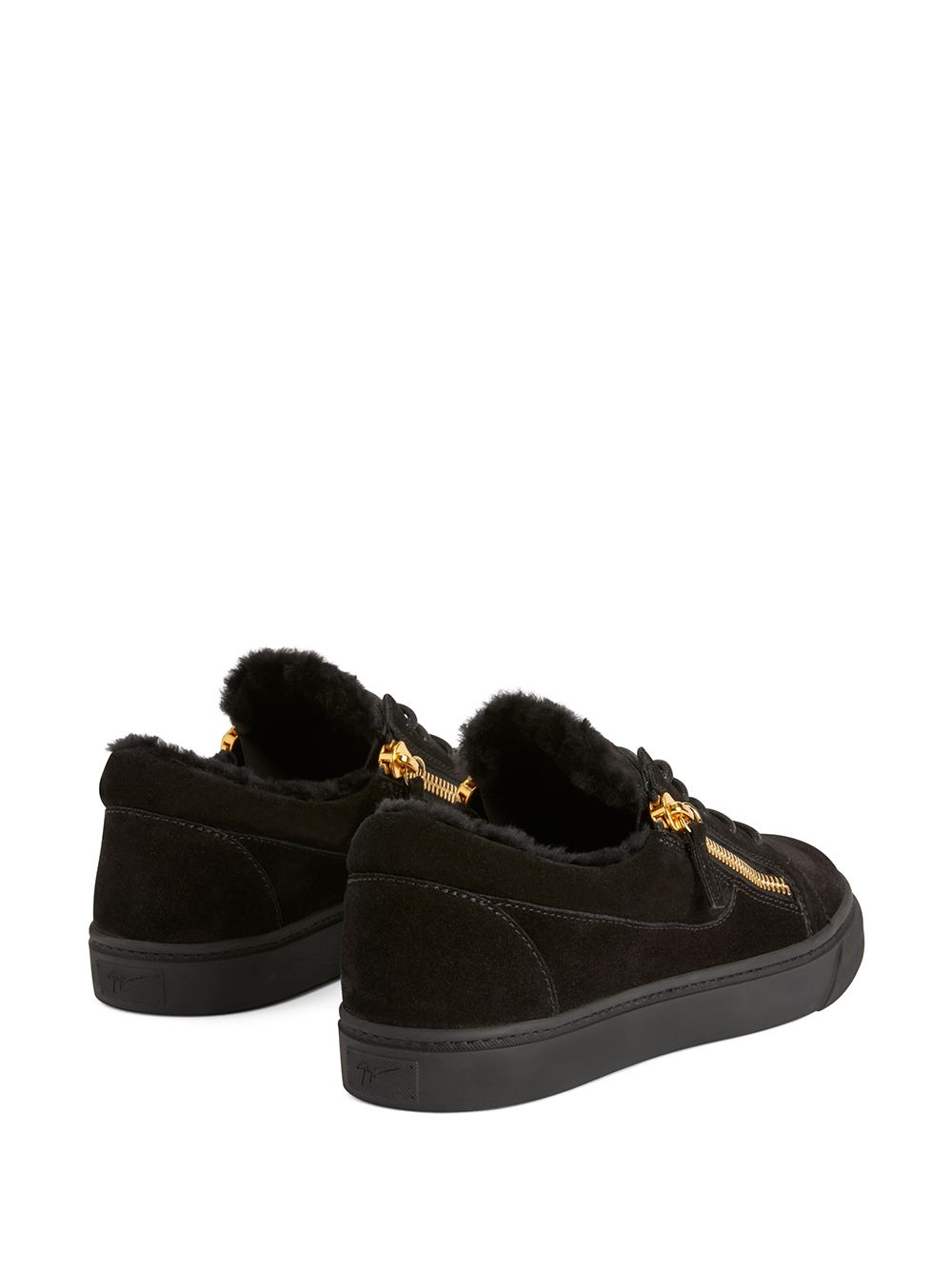 Shop Giuseppe Zanotti Frankie Shearling-trimmed Sneakers In Black