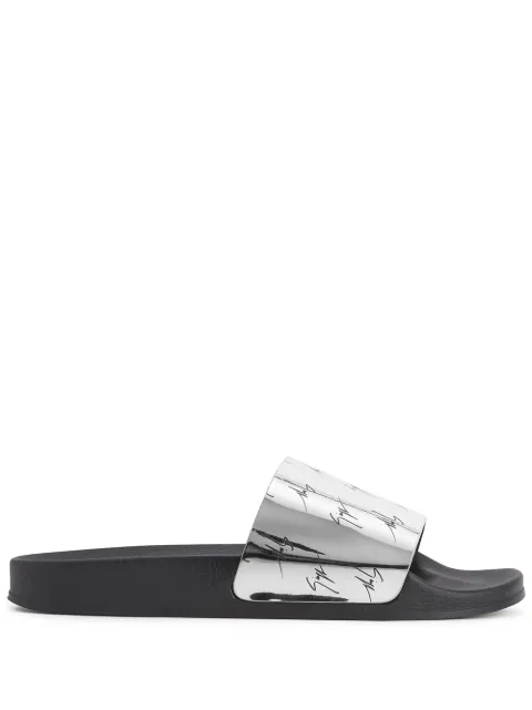 Giuseppe Zanotti metallic logo slides