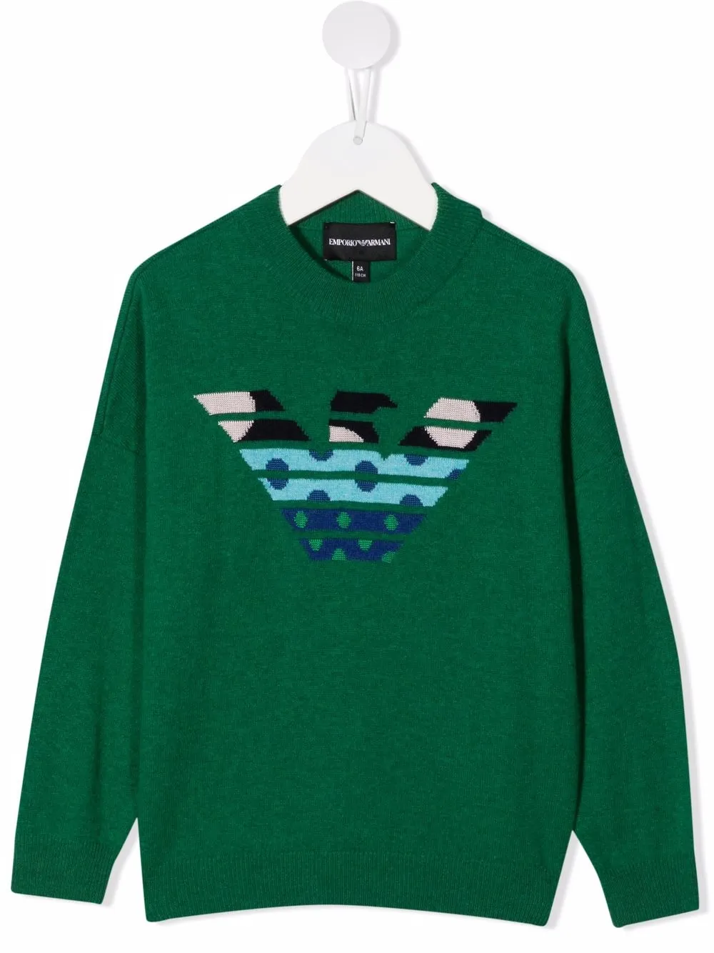 

Emporio Armani Kids suéter tejido con logo estampado - Verde