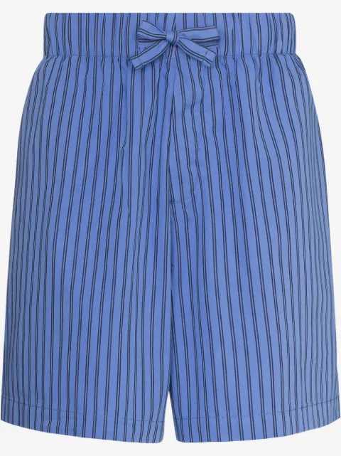 TEKLA striped drawstring pajama shorts