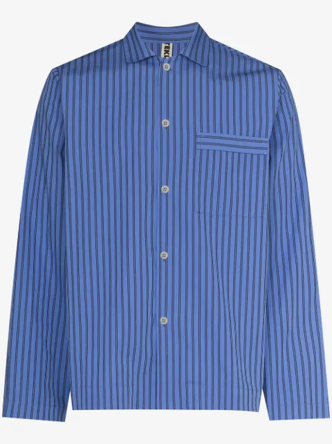 TEKLA striped poplin pajama shirt
