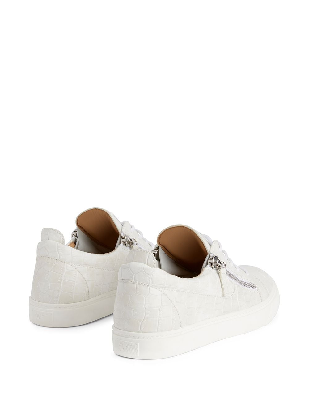 Shop Giuseppe Zanotti Frankie Crocodile-effect Sneakers In White