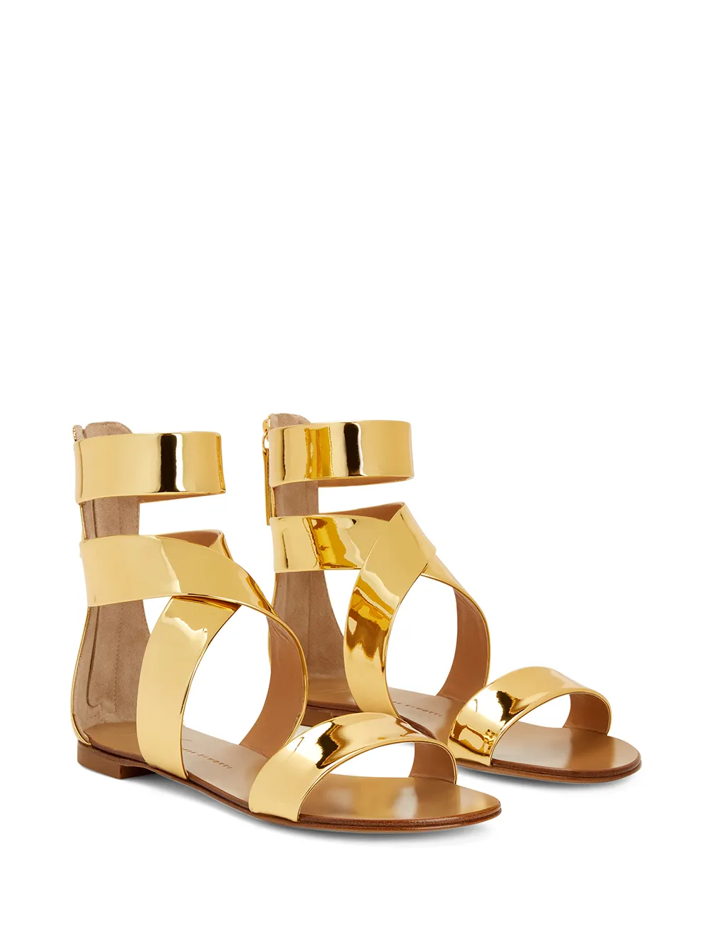 Shop Giuseppe Zanotti Dory Flat Sandals In Gold