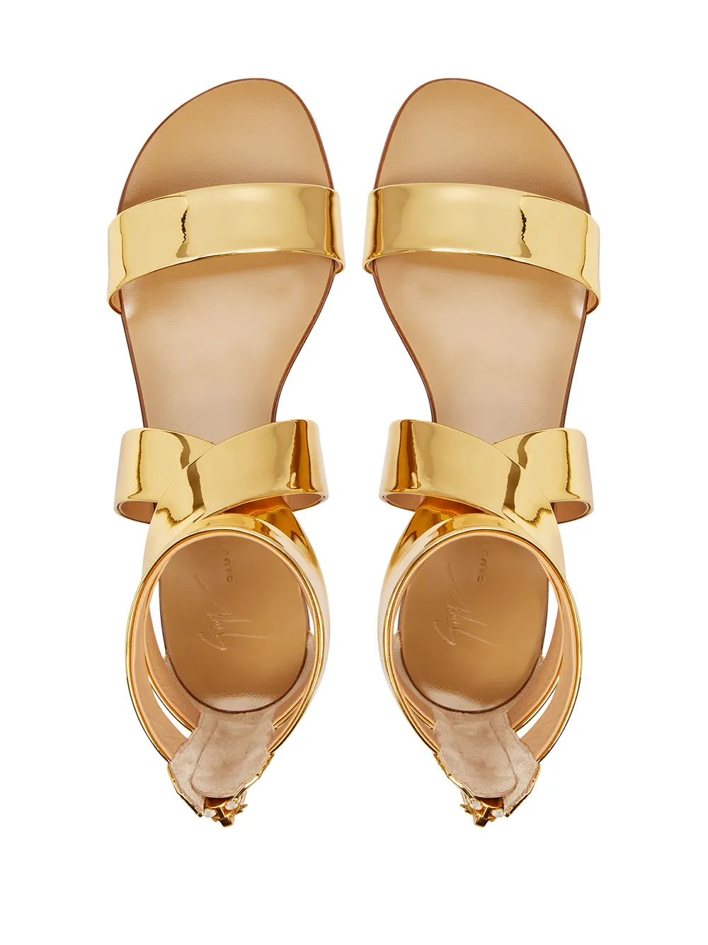 Shop Giuseppe Zanotti Dory Flat Sandals In Gold